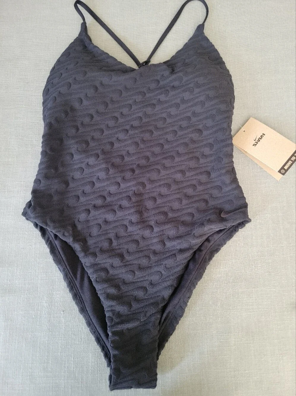 Nike Black Textured One-Piece Swimsuit